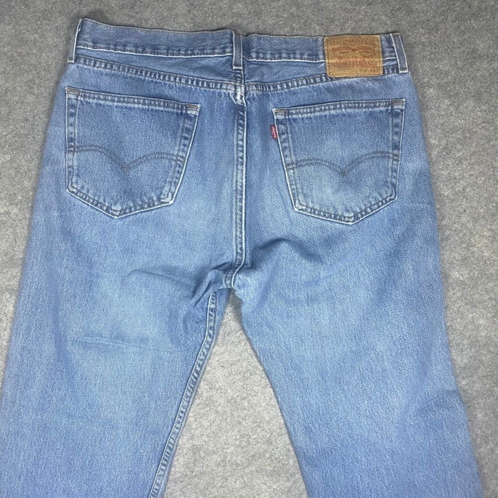 Levi Strauss 505 Mens W36 L32 Blue Denim Straight Fit Jeans Pants - Picture 7 of 12